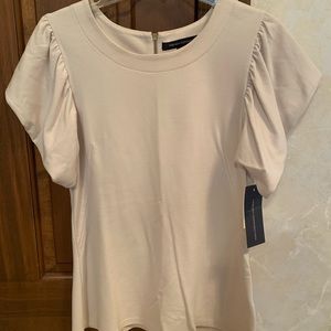 French Connection ruffle sleeve cream top, size large